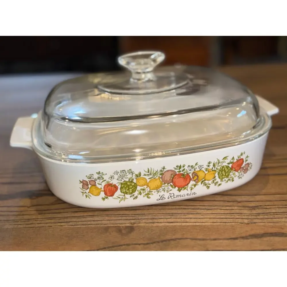 Vintage CorningWare Spice o' Life “Le Romarin”A-10-B Casserole Dish W/ Pyrex Lid